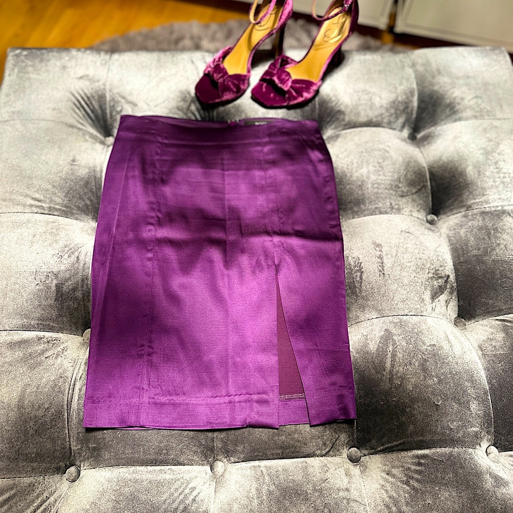 Purple midi skirt with sexy side slit